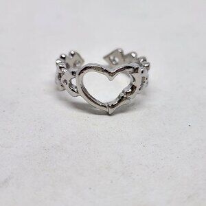 Hollow Heart Love Ring Silver Tone Fashion Jewelry Open Band Size 8.5